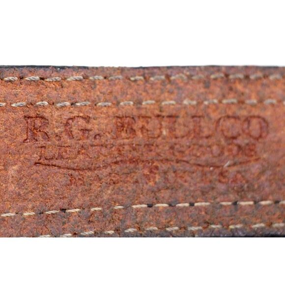 R.G. Bullco Leather Goods BLACK REAL LEATHER 1 5/8"Wd CASUAL MEN'S BELT 44 (64t - Picture 8 of 14